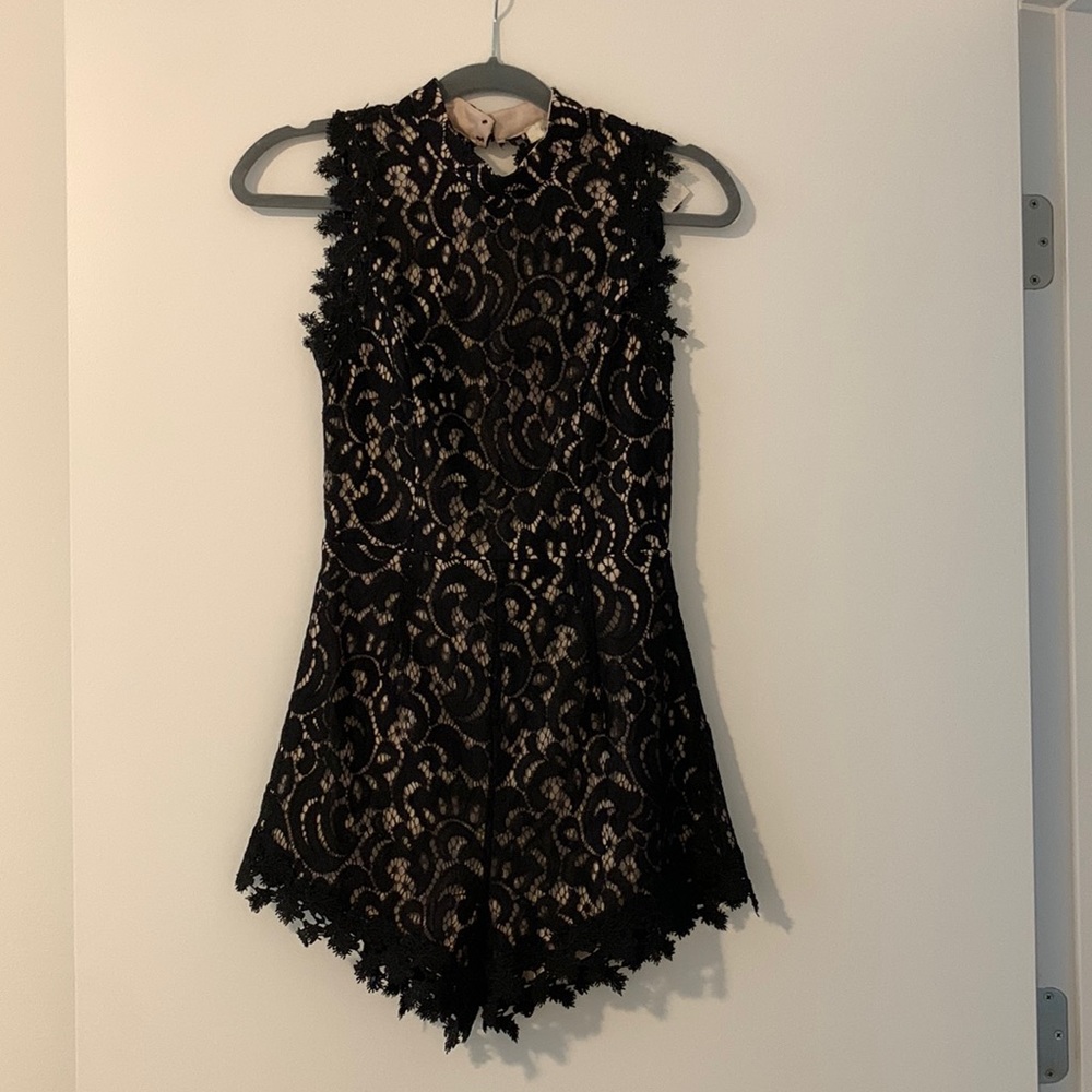 Black Lace Open Back Romper - Never Worn